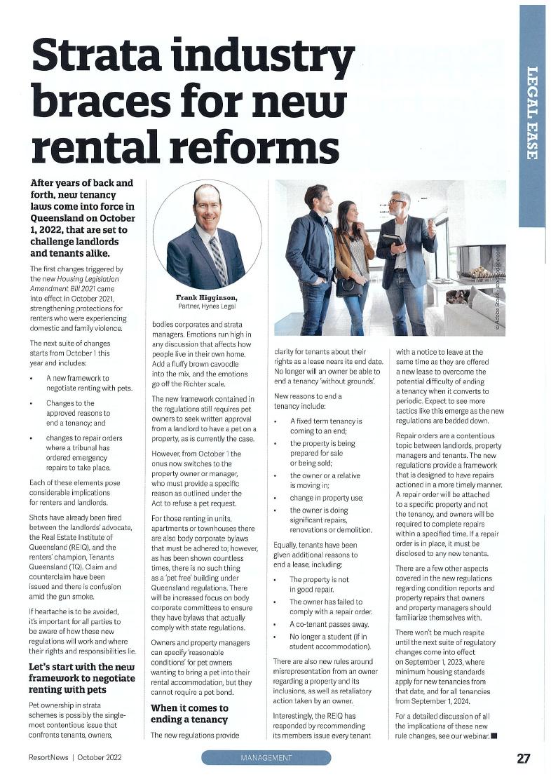 Strata industry braces for new rental reforms
